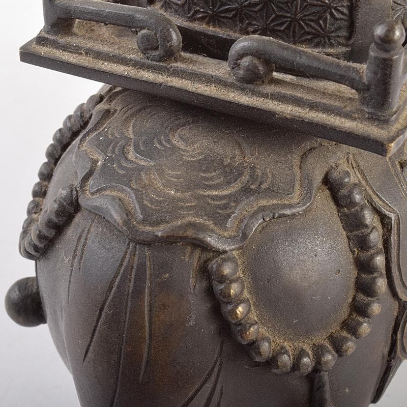 中国　古銅鍍金　象香炉　G　R5119