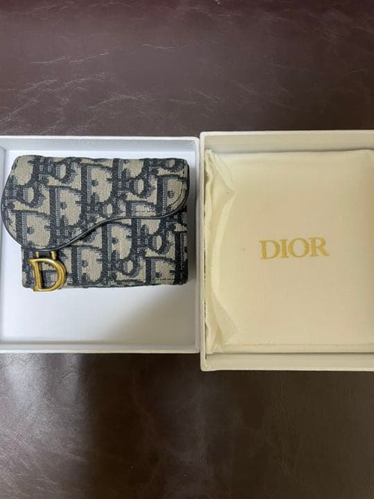 極美品】ディオール サドル ミニウォレット 三つ折り財布 オブリーク