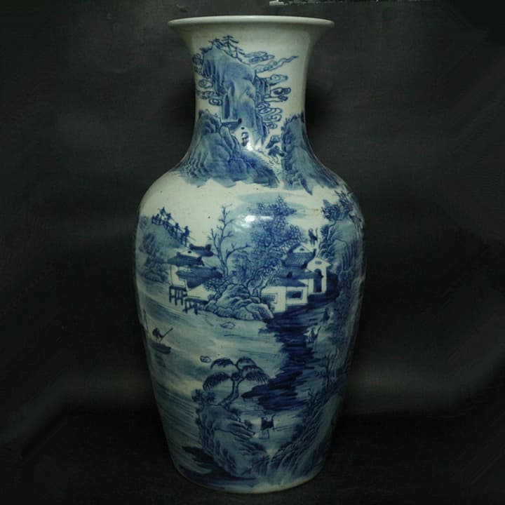 時代物 骨董品   清朝  染付け花瓶  磁器