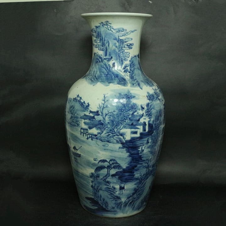 時代物 骨董品   清朝  染付け花瓶  磁器