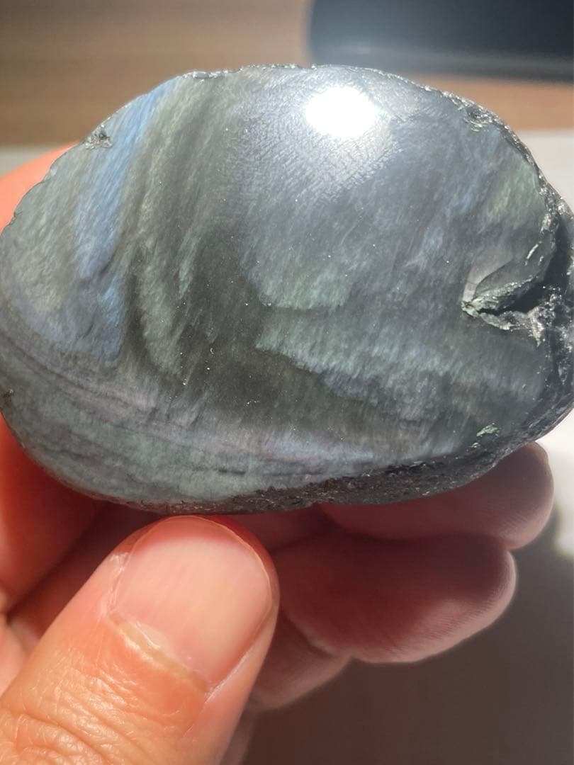 研磨品 十勝石玲瓏 グリーンベースオーロラ レインボーオブシディアン