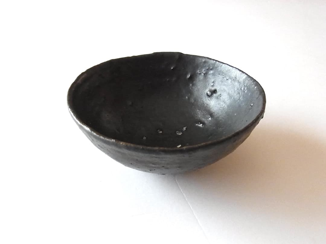鶴野啓司『黒釉茶碗』／茶碗 古民藝 李朝 骨董 黒高麗初期伊万里