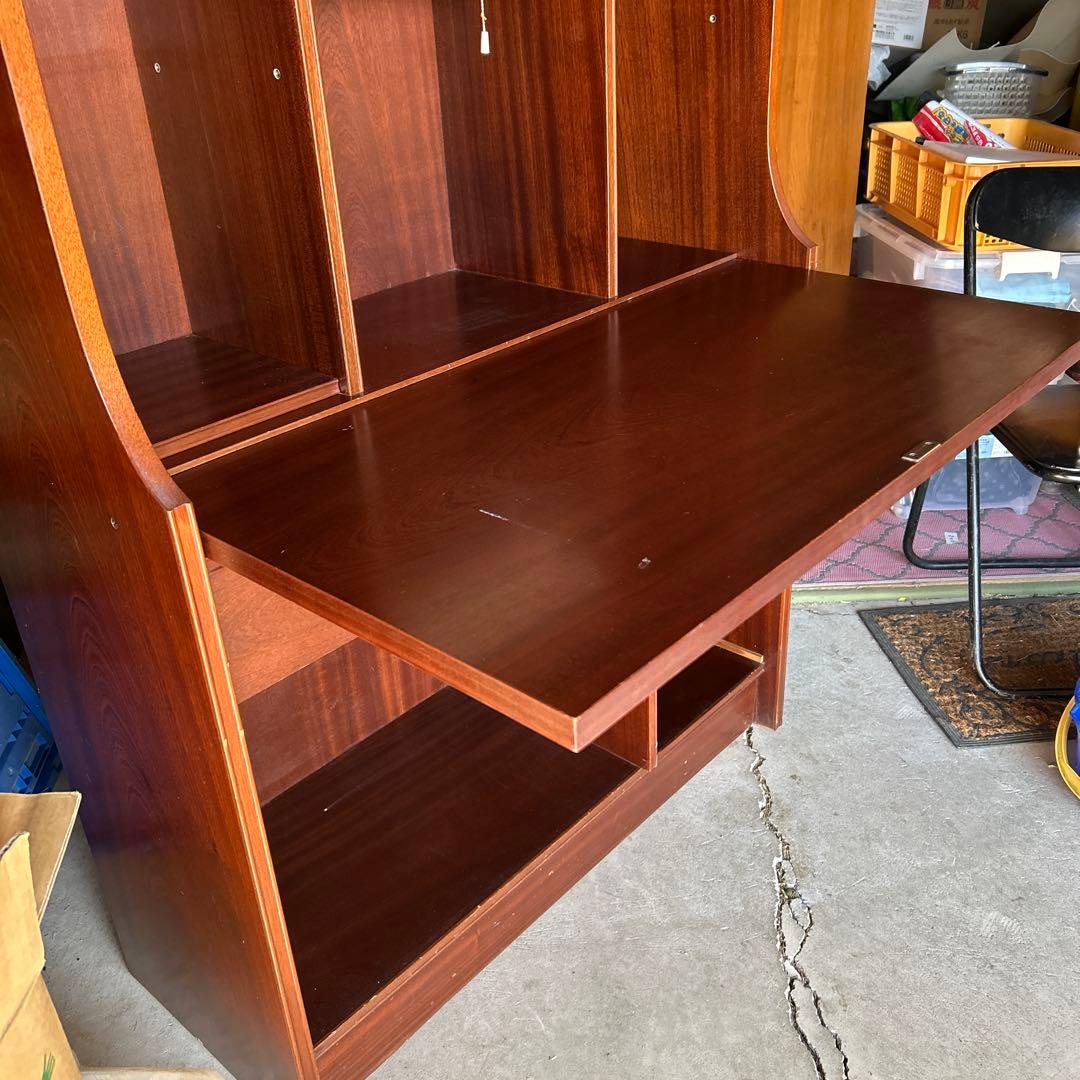 《希少品》木製キャビネット ダークブラウン ガラス扉付き