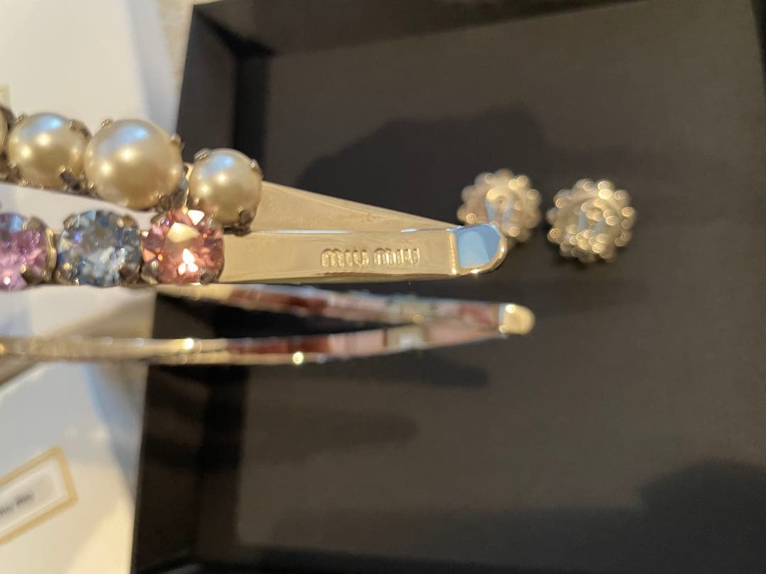miumiu ミュウミュウ クリスタルとパールの2連　カチューシャ＆ イヤリング