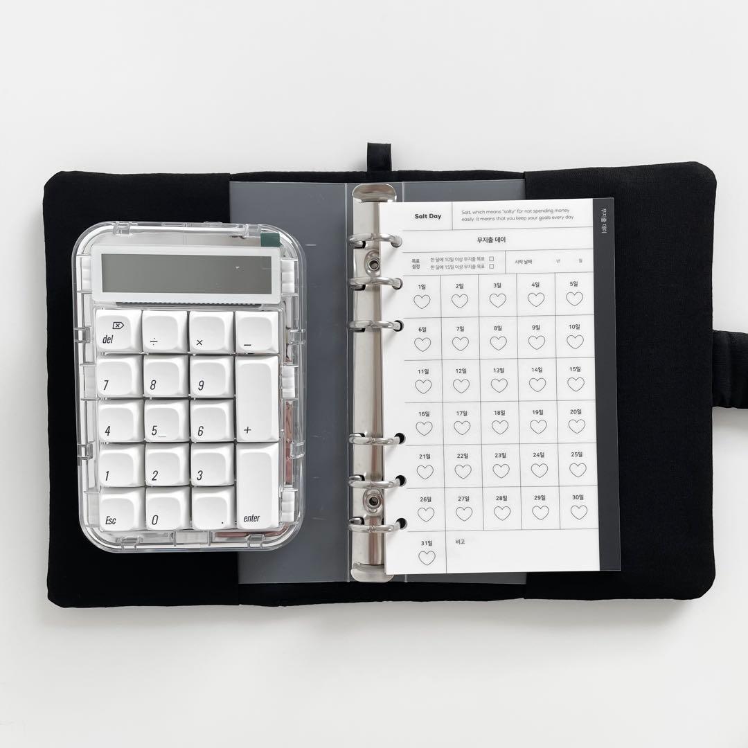 早い者勝ち　韓国　バインダー　カバー　貯金　現金管理　ブラック　リフィル