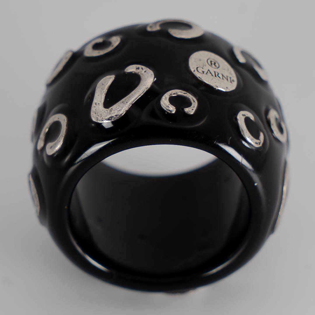 GARNI 黒 ブラック シルバー 樹脂 リング
