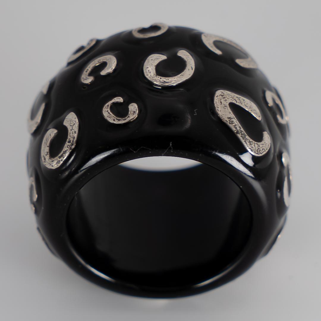 GARNI 黒 ブラック シルバー 樹脂 リング