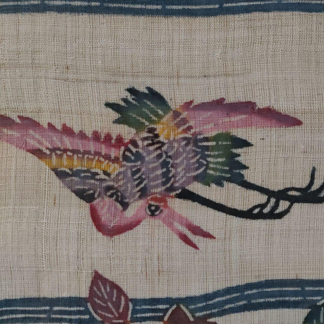 琉球伝統工芸 大判芭蕉布 紅型『恵寿花鳥図』
