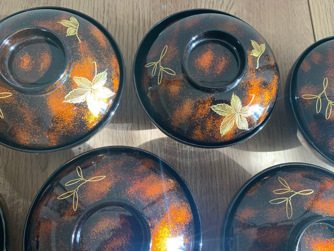 最終価格28日迄　沈金蒔絵木製吸物椀10客　時代物　アンティーク　珍品　お正月