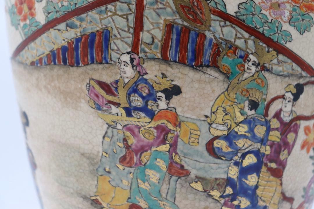 田寿官　薩摩焼　人物紋瓶　送料込み250626