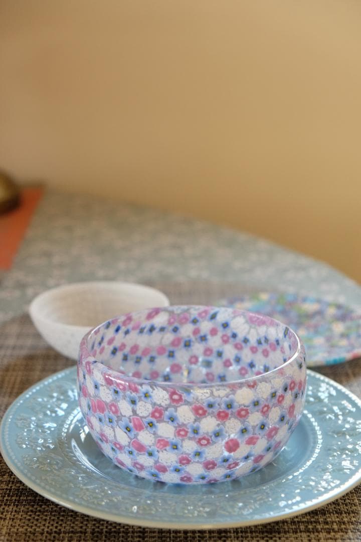 ミルフィオリ プレート 小皿 ベネチアングラス 検/ガラス 江波冨士子