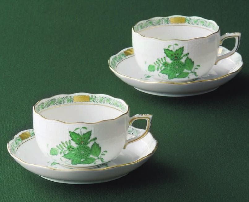 ヘレンド アポニー・ヒストリック・グリーン ティーカップ&