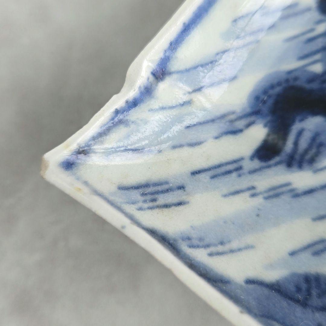 古伊万里 染付小皿 型紙摺印判 山水文 上手型物 骨董品 アンティーク