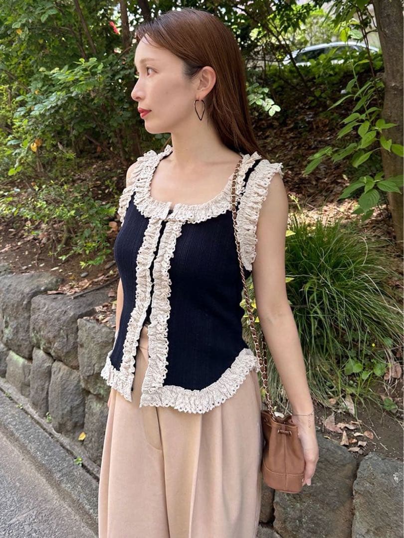 SNIDEL レースニットプルオーバー MIX