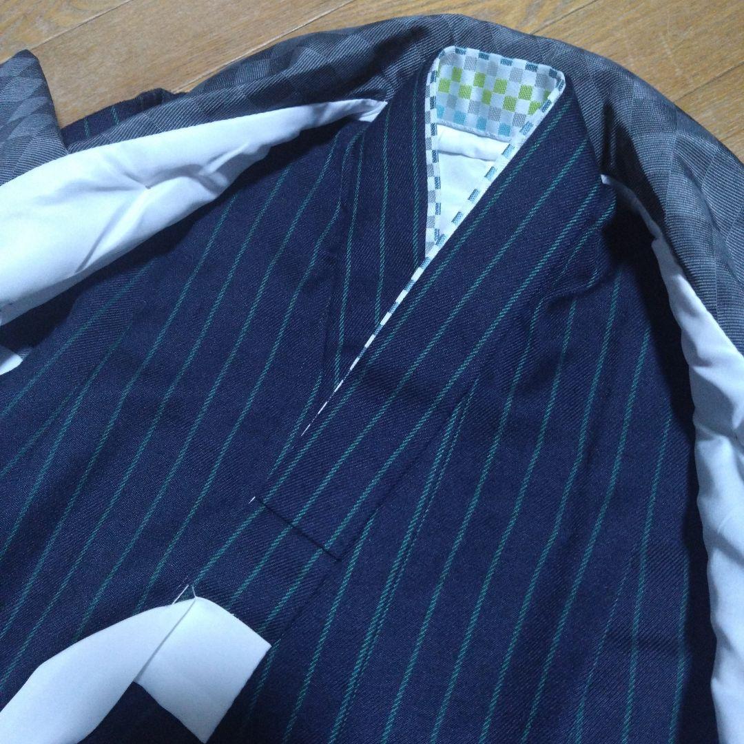 男の子3歳★グレー×紺★被布＆着物＆雪駄