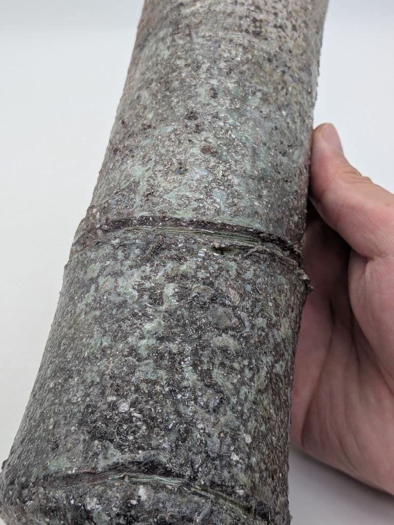 酉々窯 岩淵重哉 自然釉竹花生 四方桟盛蓋共箱