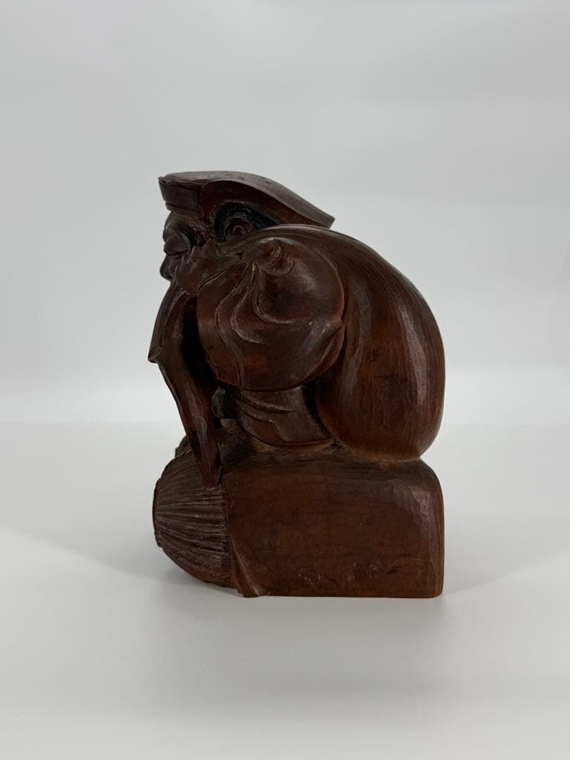 佐藤正貫作 木彫り 恵比寿 大黒天 置物 一対 明治