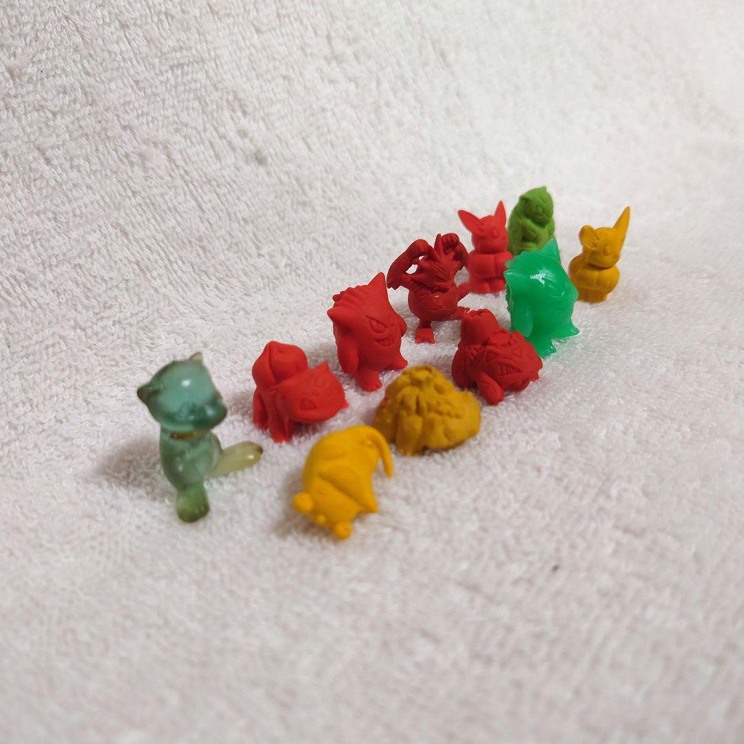 レア☆ポケモンのかんづめ 4点 赤 緑 青 初期 25体 当時物 消しゴム