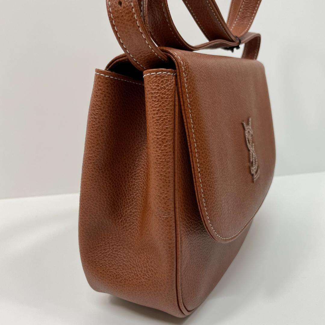 イブサンローラン ショルダー ヴィンテージ YSL ブラウン MBZ101