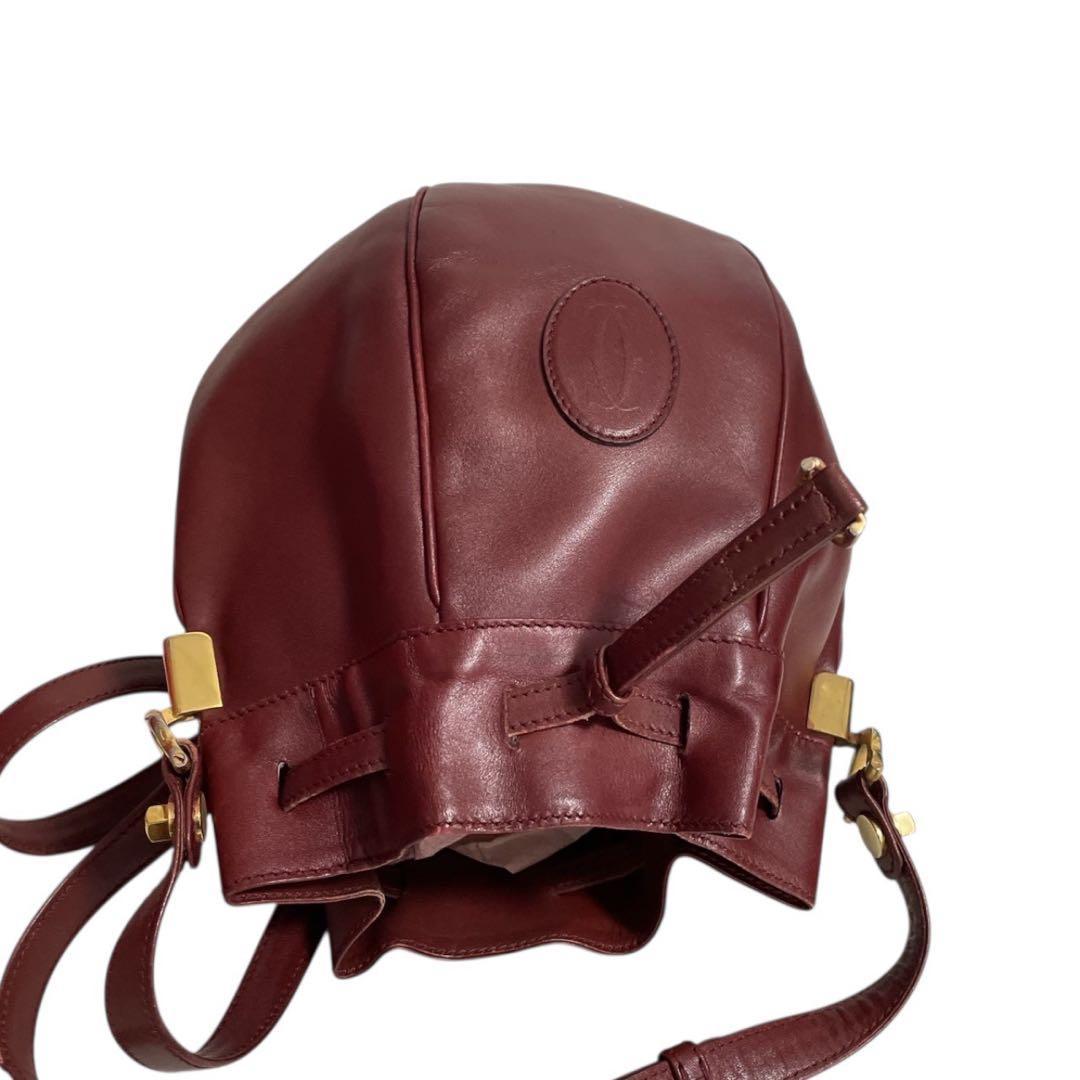 カルティエ マストライン 巾着 ショルダーバッグ ボルドー 5321...