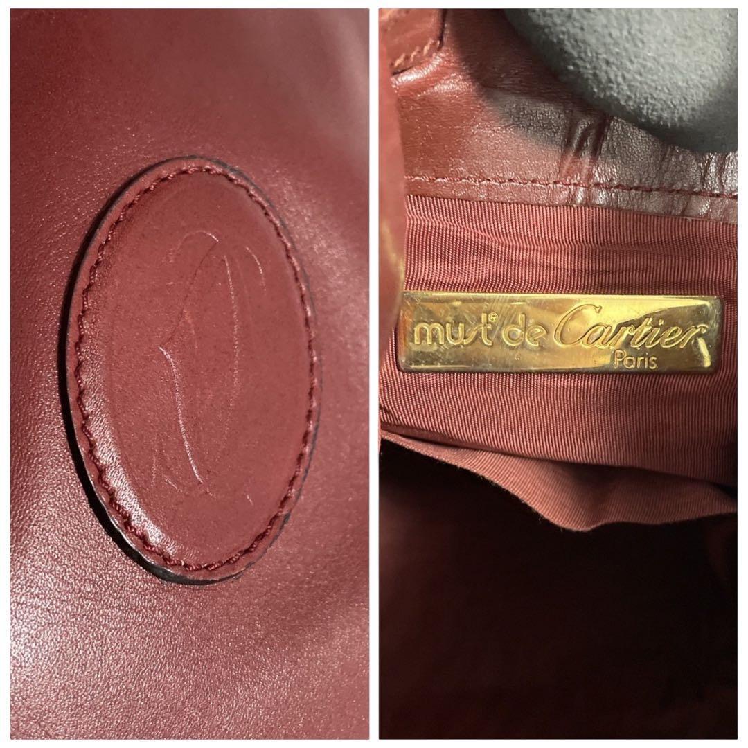 カルティエ マストライン 巾着 ショルダーバッグ ボルドー 5321...