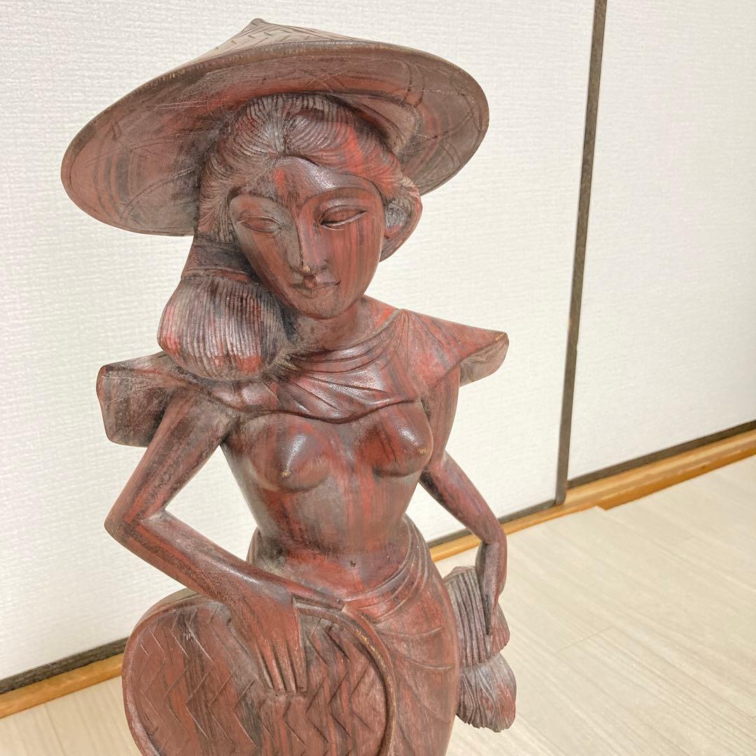 バリ島 美人木製女性像彫刻 インドネシア産 裸婦 インテリア - メルカリ