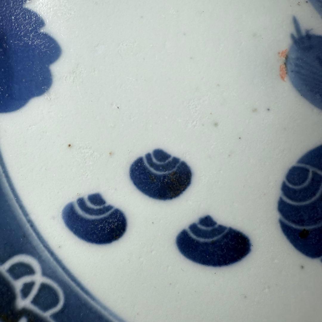 古伊万里 染付 墨弾き 小槌宝珠文 七寸皿 9枚 古陶