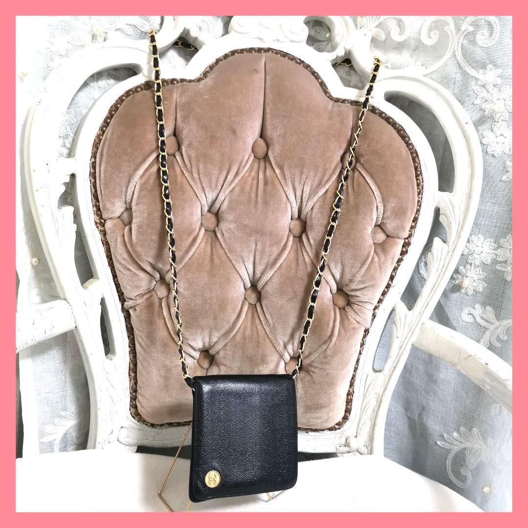 A!シャネルCHANEL折り財布黒キャビアスキン ココマーク新品ショルダー