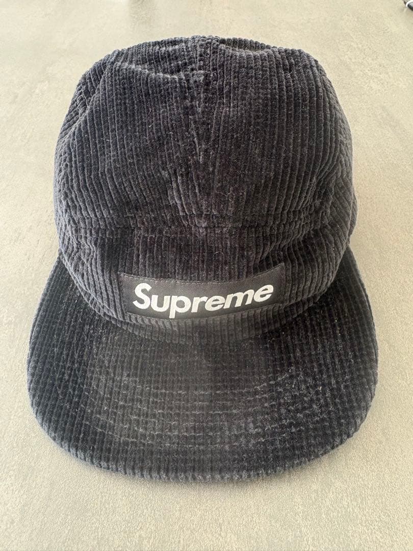 Supreme ボックスロゴ コーデュロイ ジェットキャップ ブラック タグ