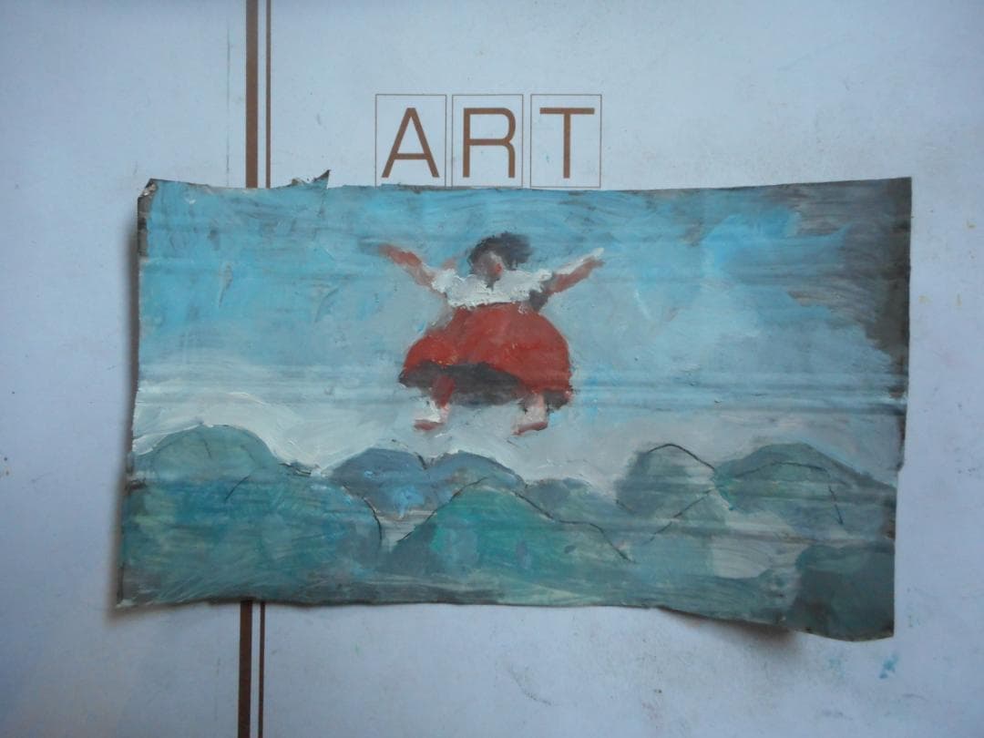 二科会会員】福田輝 油彩画「ブルージュ風景」38×30cm 木製額縁付き