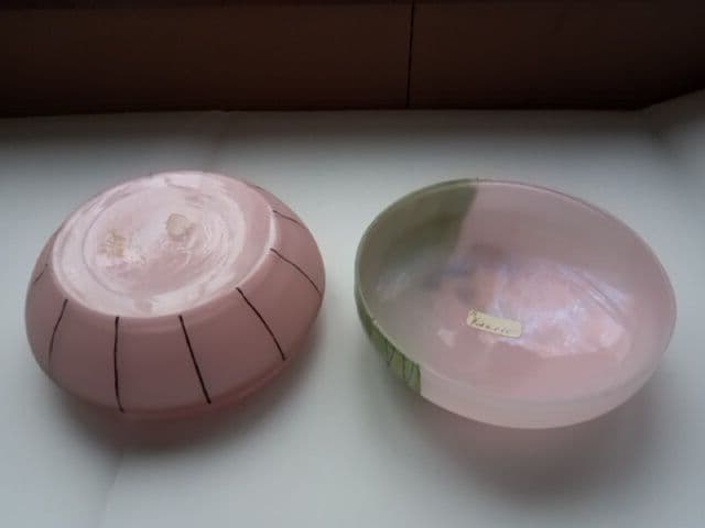 アンティーク アールデコ ヌーヴォー ガラスのパフケース 小物入れ