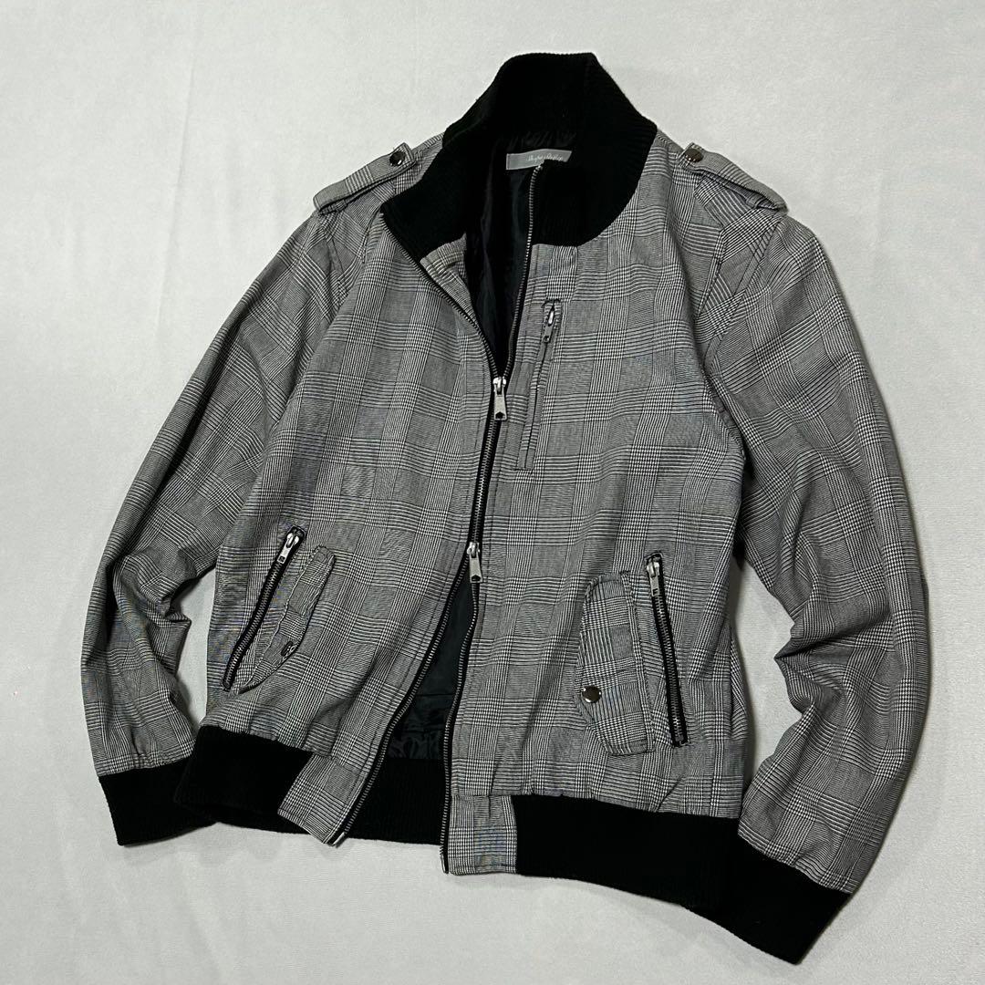 00s レーヨン グレンチェック ダブルジップ シングルライダース お兄系