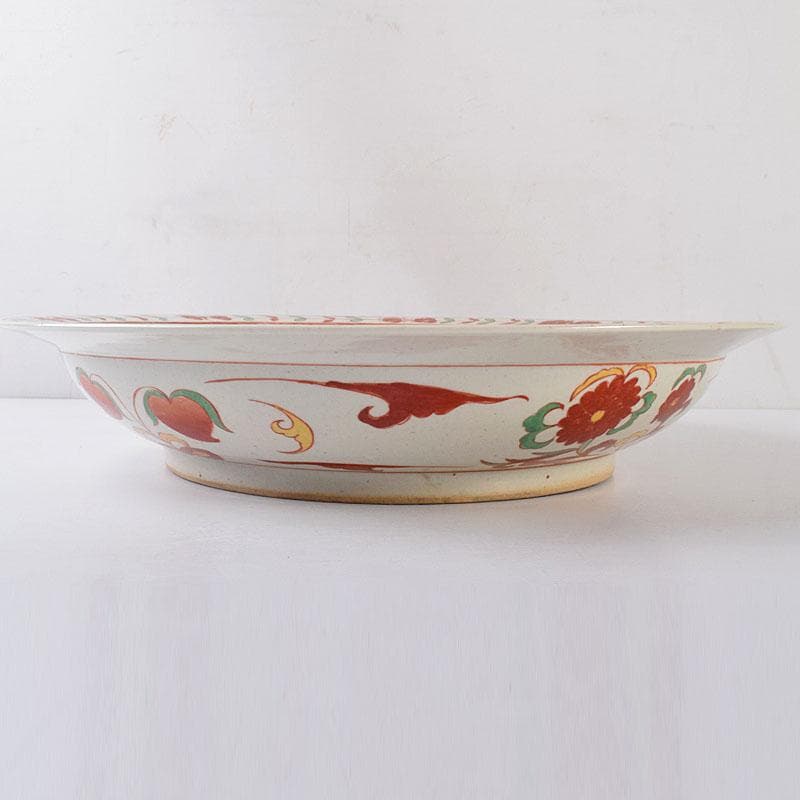 中国 呉州赤絵 獅子花文 大皿 飾り皿 直径約41㎝ V 7348C