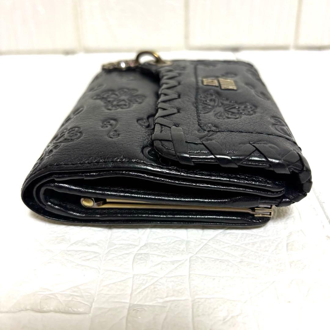 希少 ANNA SUI アナスイ ダリア バタフライ チャーム がま口 財布 黒