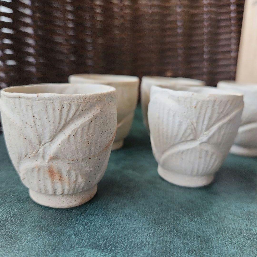 雪舟窯　宝瓶　茶器揃　煎茶器　福郷柳仙　石見焼　てびねり　蓮の茶器