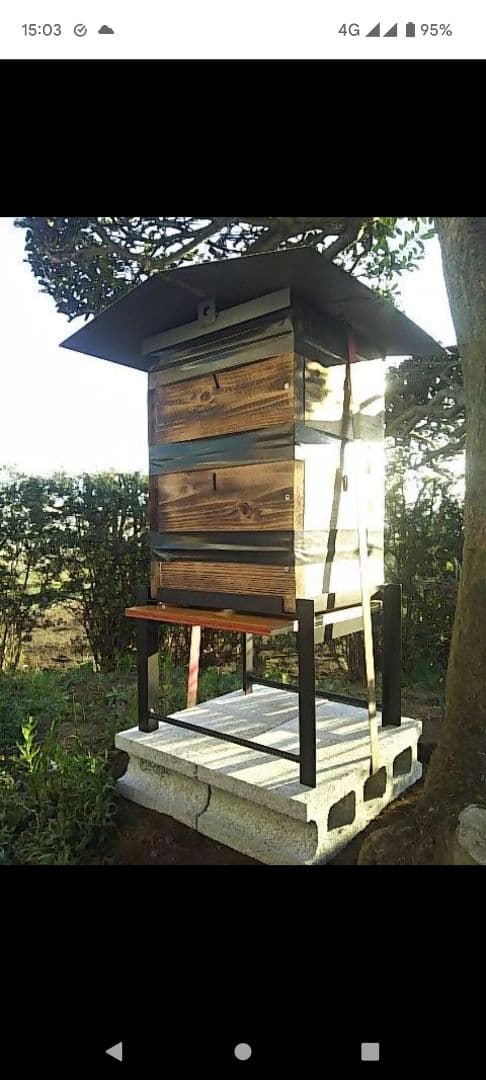 重箱式巣箱台 4台 ニホンミツバチ 鉄製台 - 温室・飼育ケース