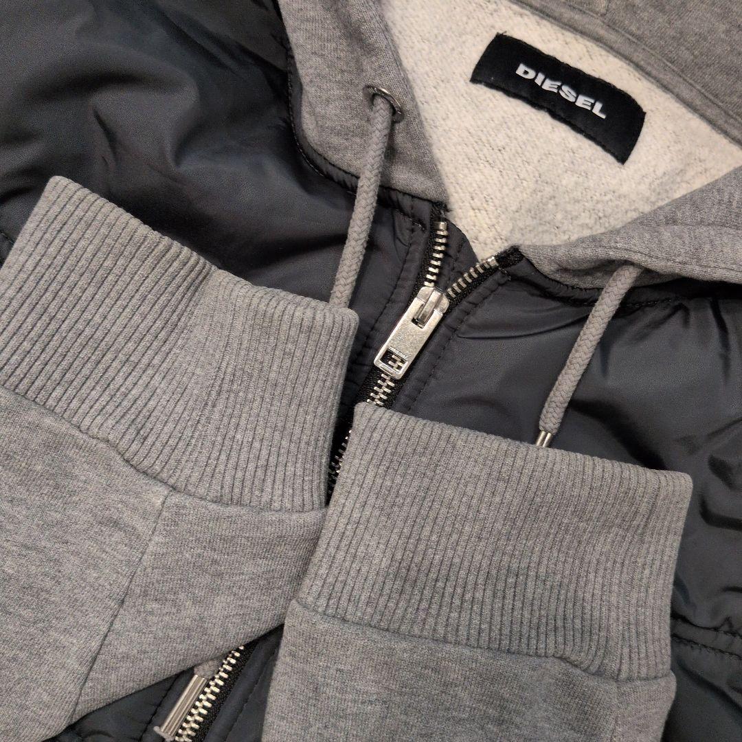 DIESEL ディーゼル 異素材切替 中綿 パーカー ジャケット フード付き