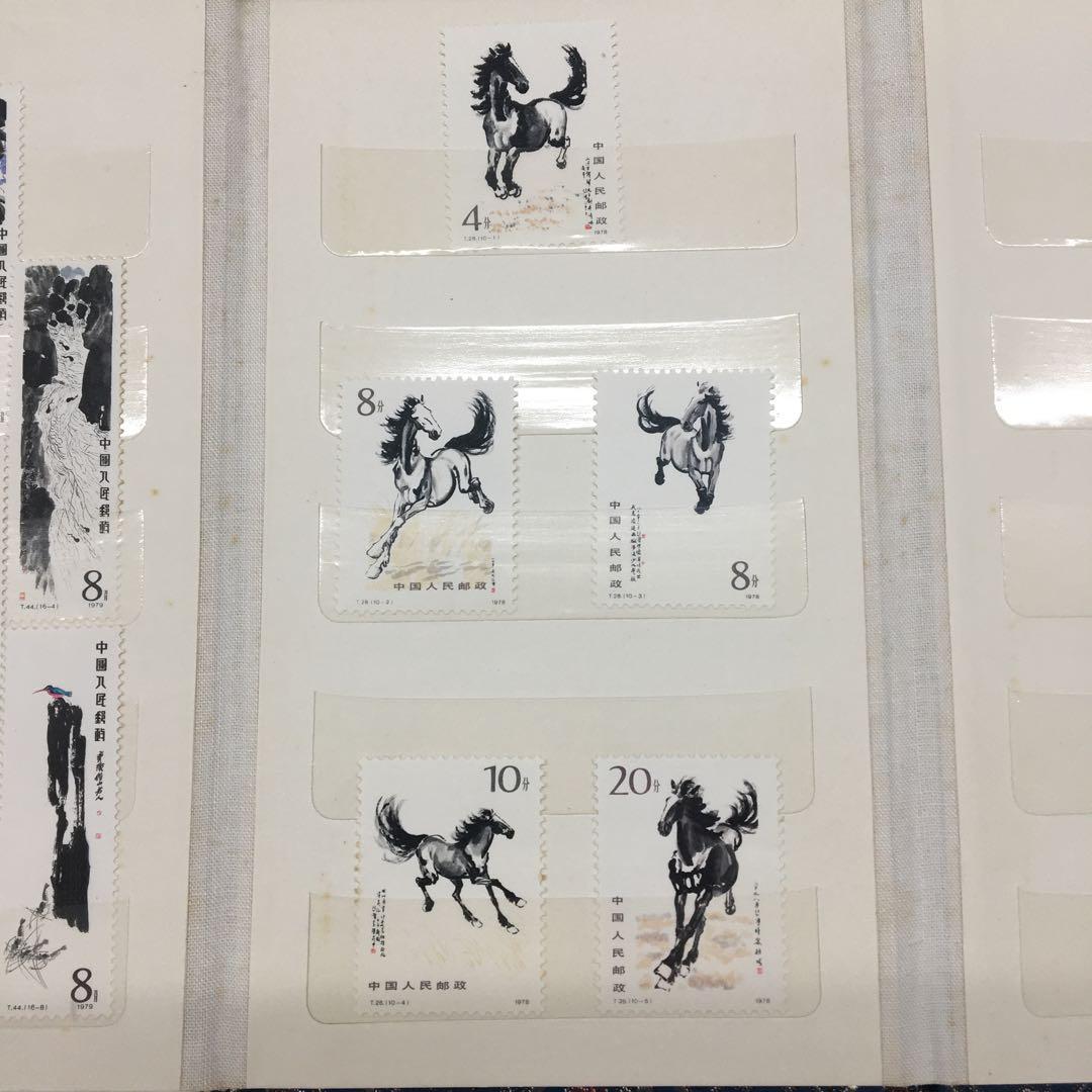 希少！中国切手【T44斉白石作品選16種完】【T28徐悲鴻奔馬10種