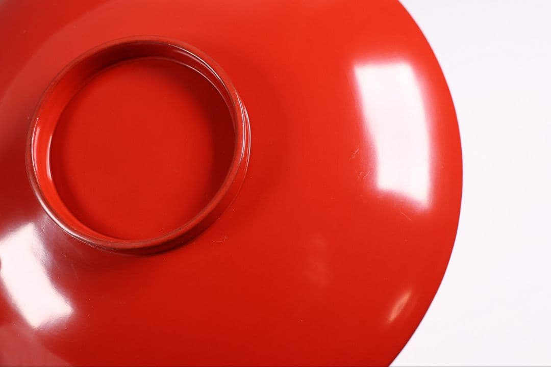 【CM372】時代木製漆器 光琳写 金蒔絵 群鶴図 朱塗 引盃 五客 小皿 杯