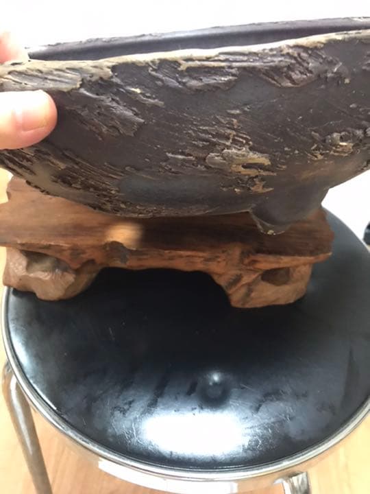 希少時代手作り松皮大きい盆栽鉢木肌作り植木鉢大寄せ植え鉢30cm