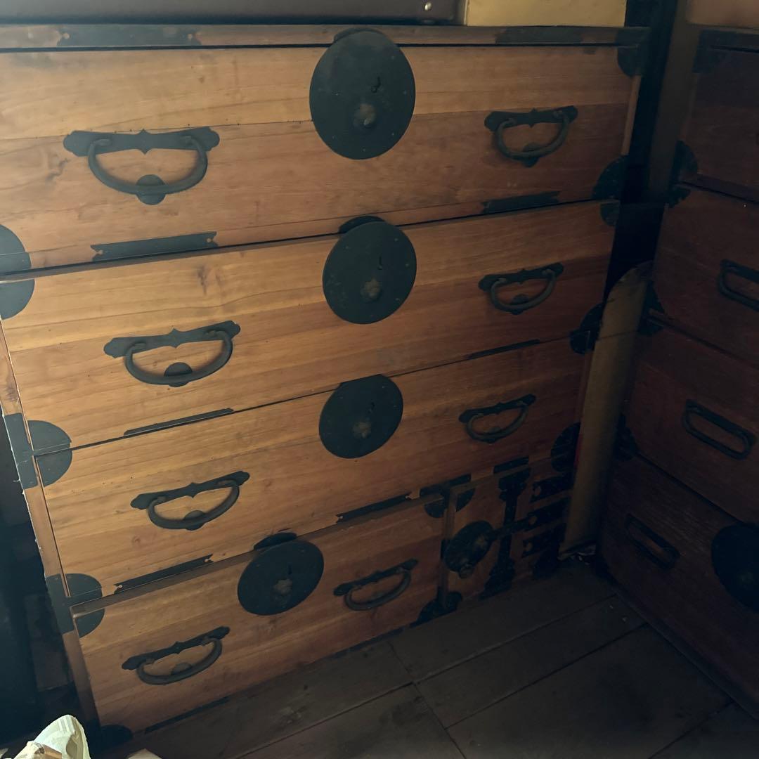 箪笥　長持　など　昭和　古民家　昭和 大正昭和初期の幅広箪笥｜内桐仕立て 106cm