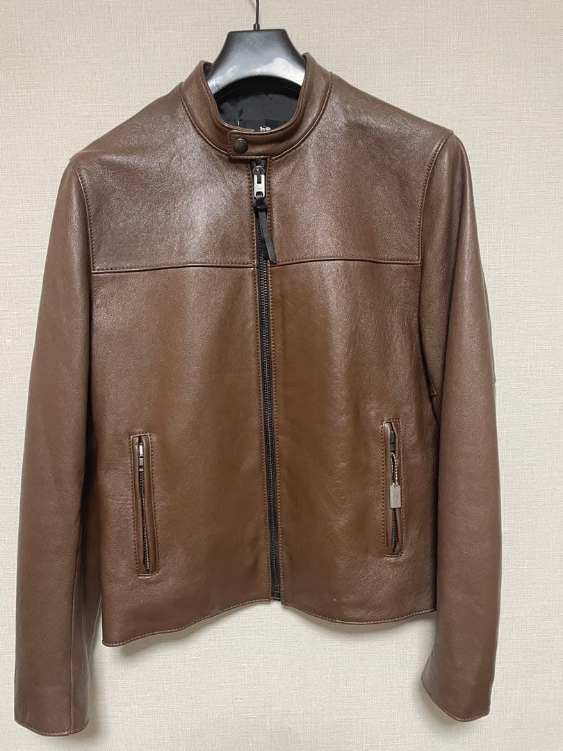 COACH ブラウン シングルライダースジャケット 中古・古着通販】COACH (コーチ) シングルライダースジャケット