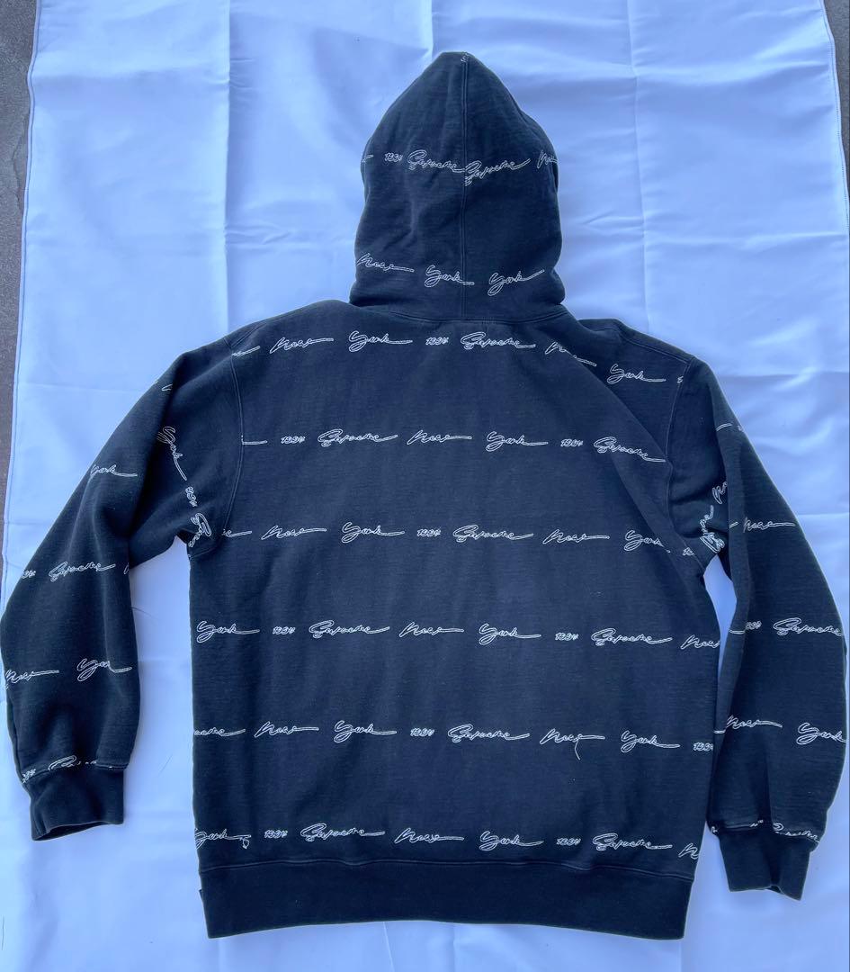 【専用】Supreme 筆記体ロゴ 総柄フーディー ブラック XL
