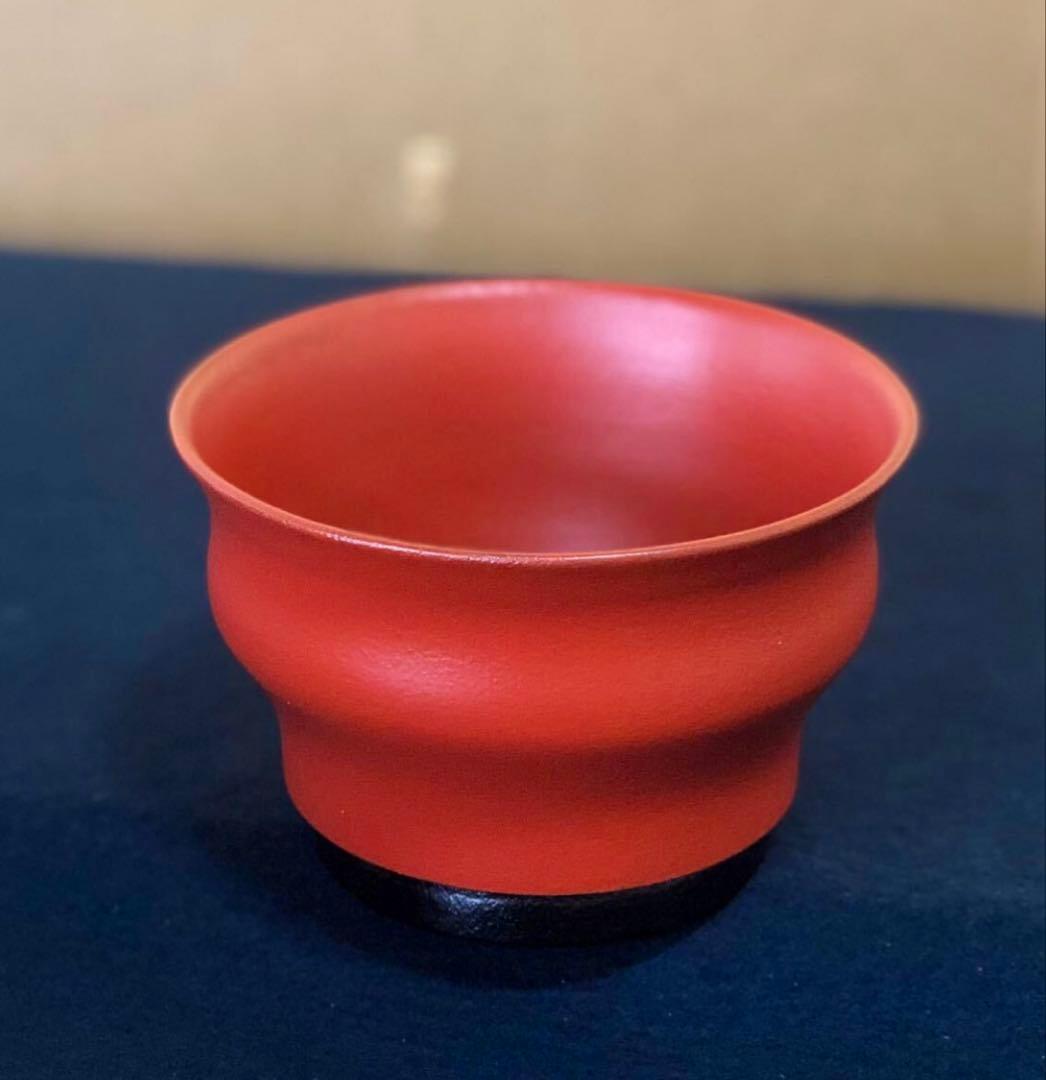 「祖」朱塗 筒向付 梓作 3客 共箱 懐石 (A)