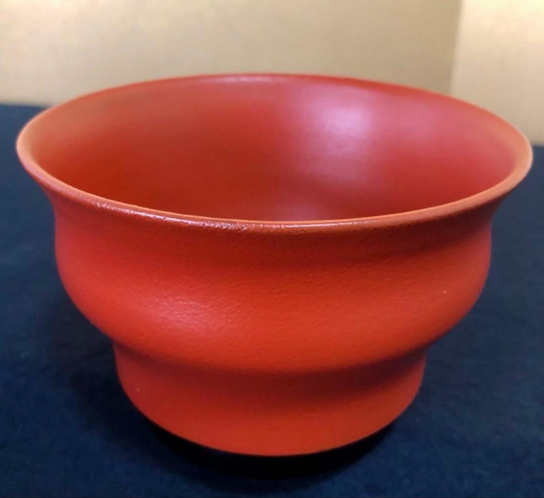 「祖」朱塗 筒向付 梓作 3客 共箱 懐石 (A)