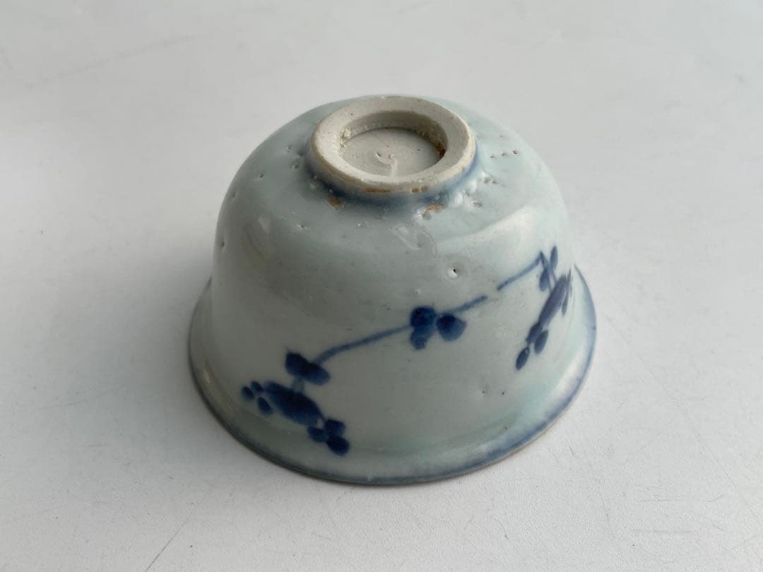 骨董　アンティーク　古染付　なずな文様　薺　染付　盃　杯　猪口　煎茶碗　中国骨董