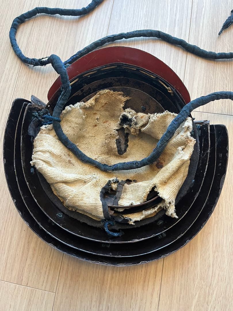 甲冑 兜 足軽 黒漆塗 提灯兜 ちょうちん兜 江戸文久期 仙台城下町旧家蔵出し