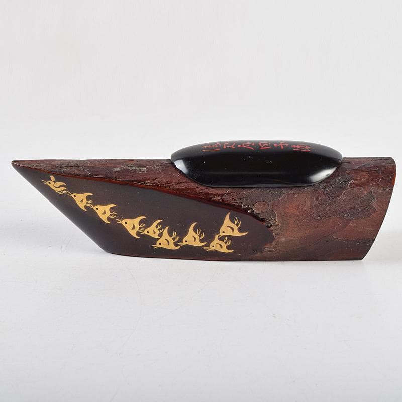 茶道具　畑幸春作　千鳥蒔絵　蜑小舟香合　共箱　V　R9518