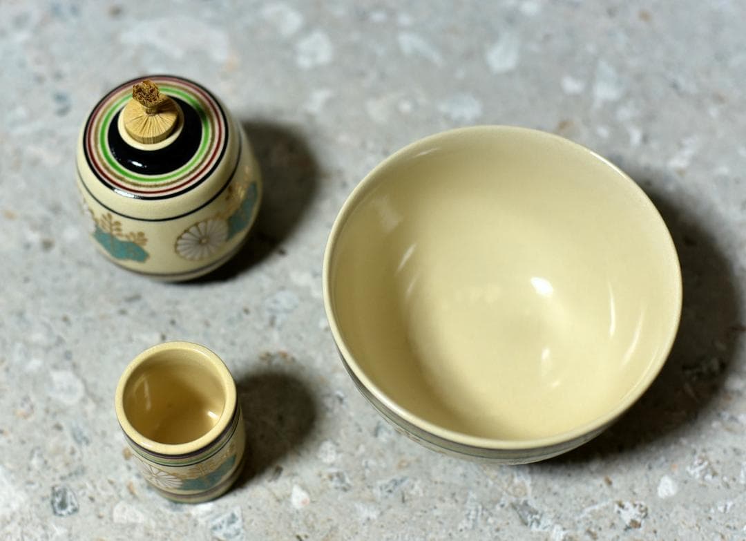 値引き、桑地利休 茶箱仕覆付き13点 お茶道具／共箱