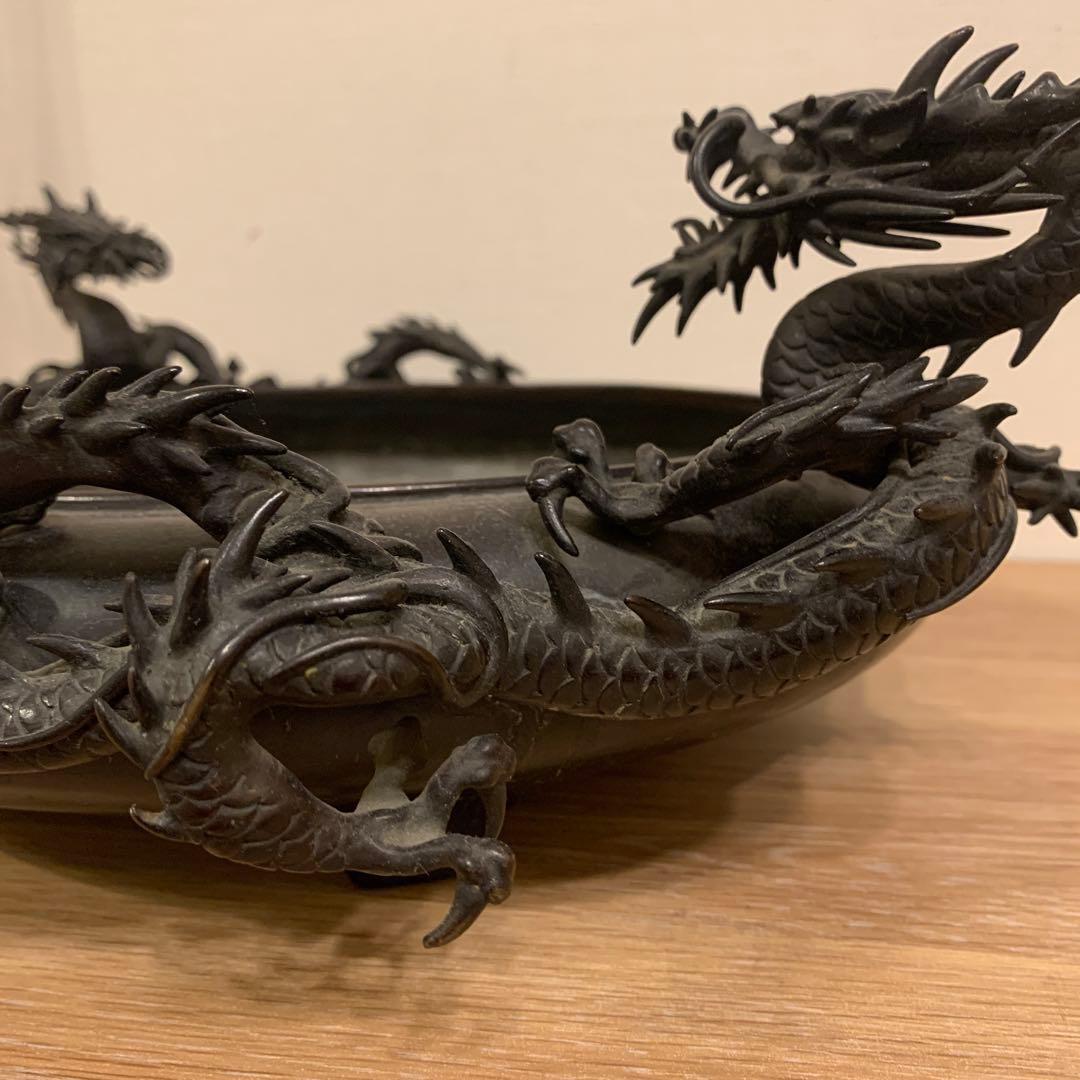 双龍水盤 紫銅 晴龍斋 美品165